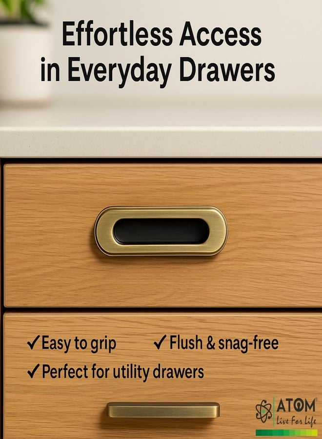 Atom 5 Inches Sliding Concealed Wardrobe Door Handle | Brass Antique Handle for Wardrobe, Cupboard, Drawer, Kitchen Cabinet, Almirah & Sliding Doors (Set of 2, CH-317) | Door Handles for Home - Image 5